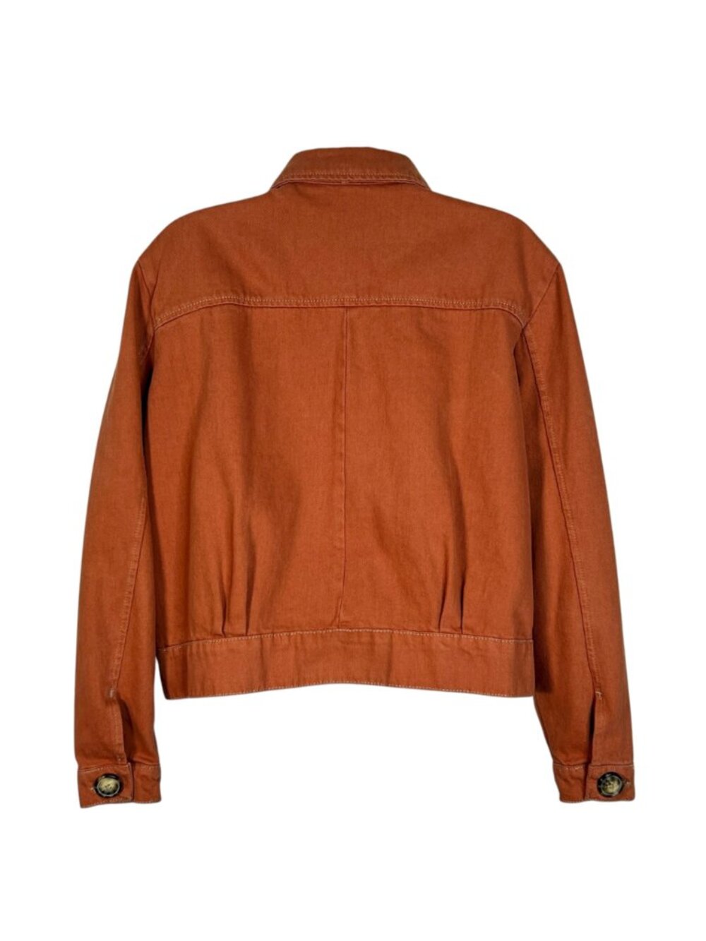 Free People Eisenhower Denim Jacket Boxy Fit Terracotta Orange Small - Picture 10 of 14